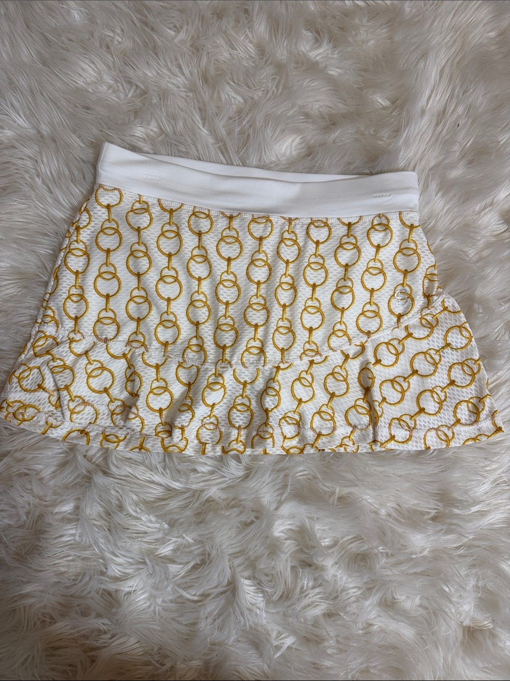 NWOT, B sofibella, White and Yellow Patterned Women's Skirt Sz Med
